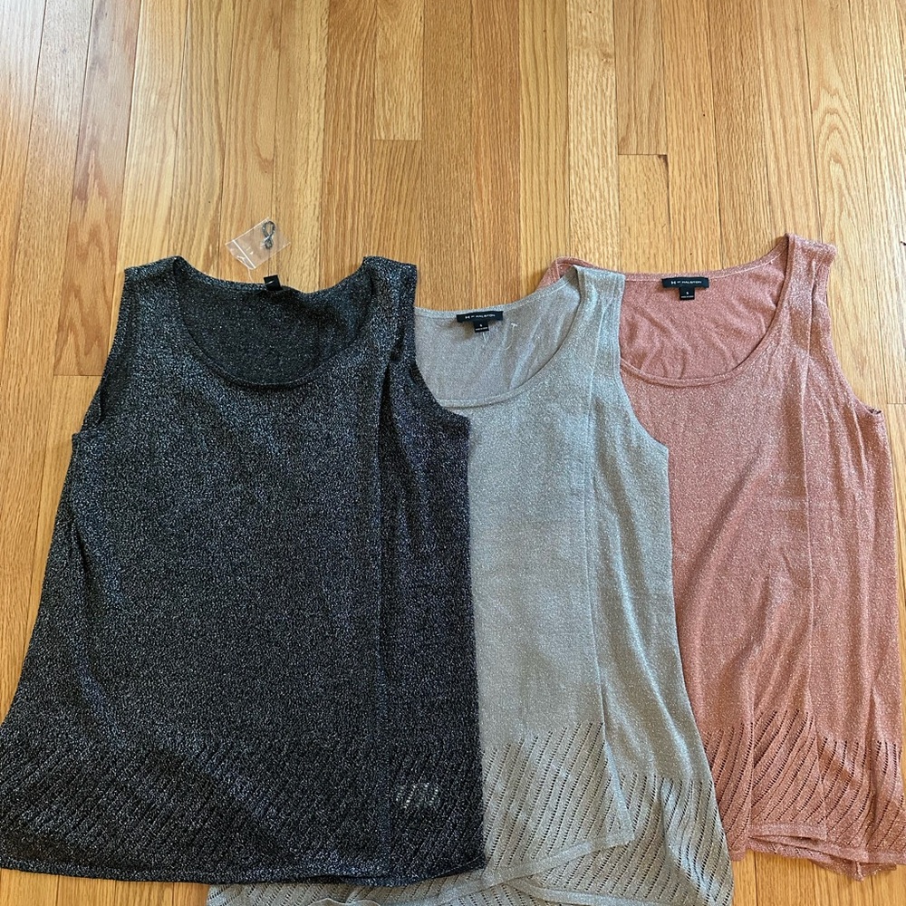 H by Halston Black, Silver and Salmon pink Sleeveless cutout Tops. You get all 3